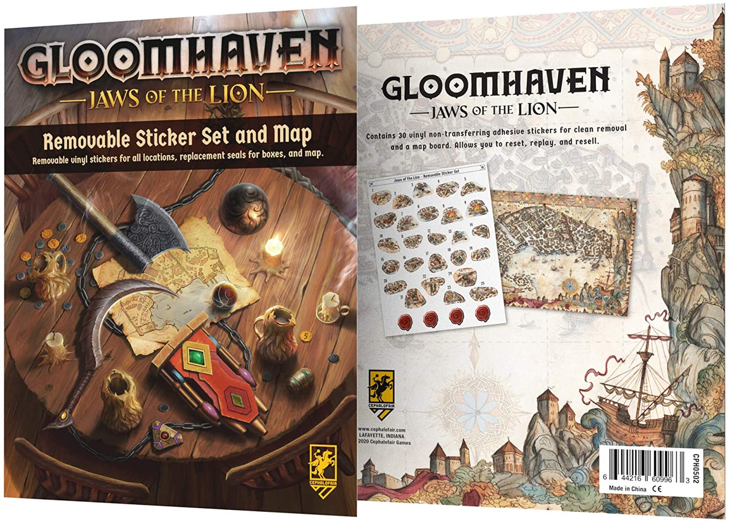 Gloomhaven: Jaws of The Lion - Removable Sticker Set and Map